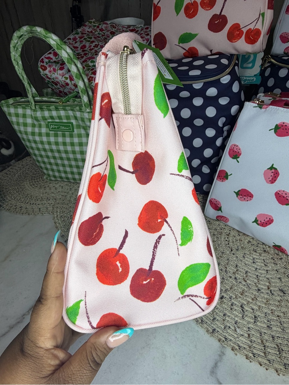 kate spade Pink 🍒Cherry Canvas Lunch Bag - Picture 2 of 5
